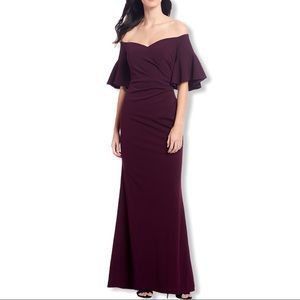 Calvin Klein aubergine off shoulder bell sleeve 16